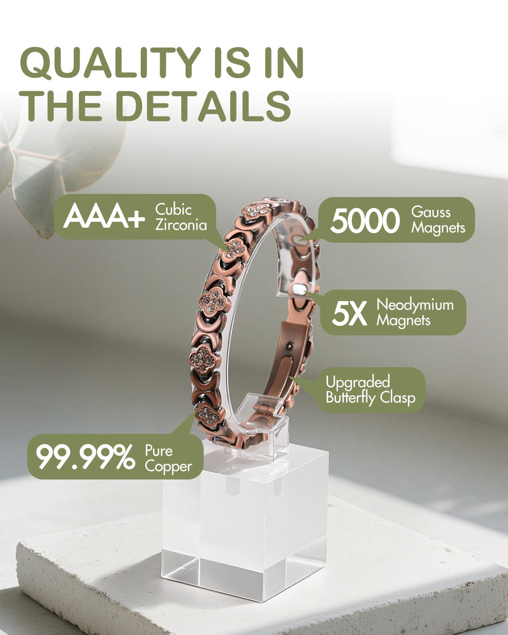 Feraco Infinity Clover design with CZ adds sparkling symbolism