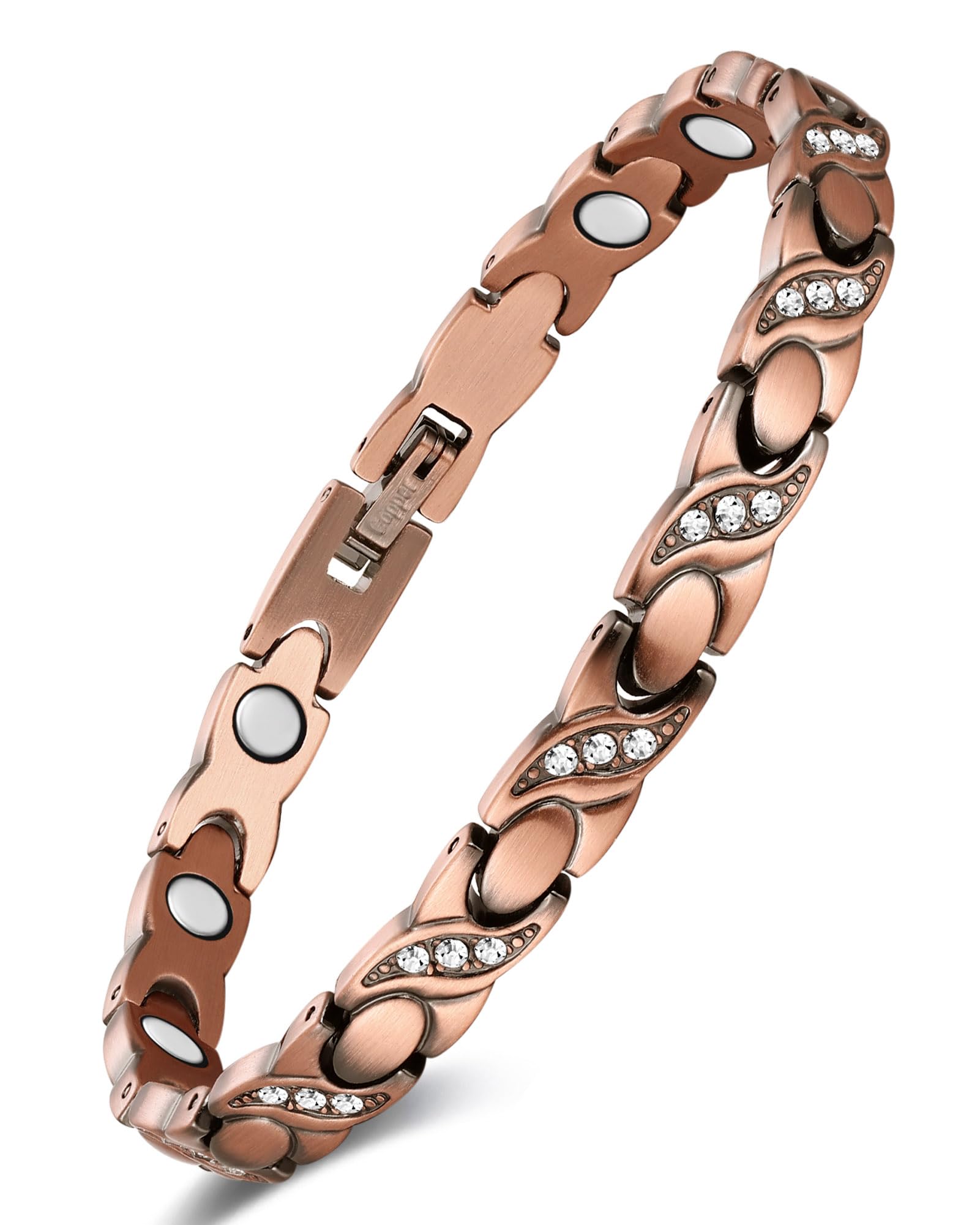 Feraco pure copper bracelet for women with infinity X links shining