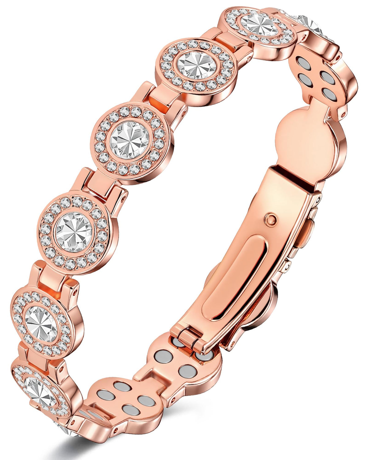 Feraco pure copper bracelet with Austrian crystals closeup for everyday elegance