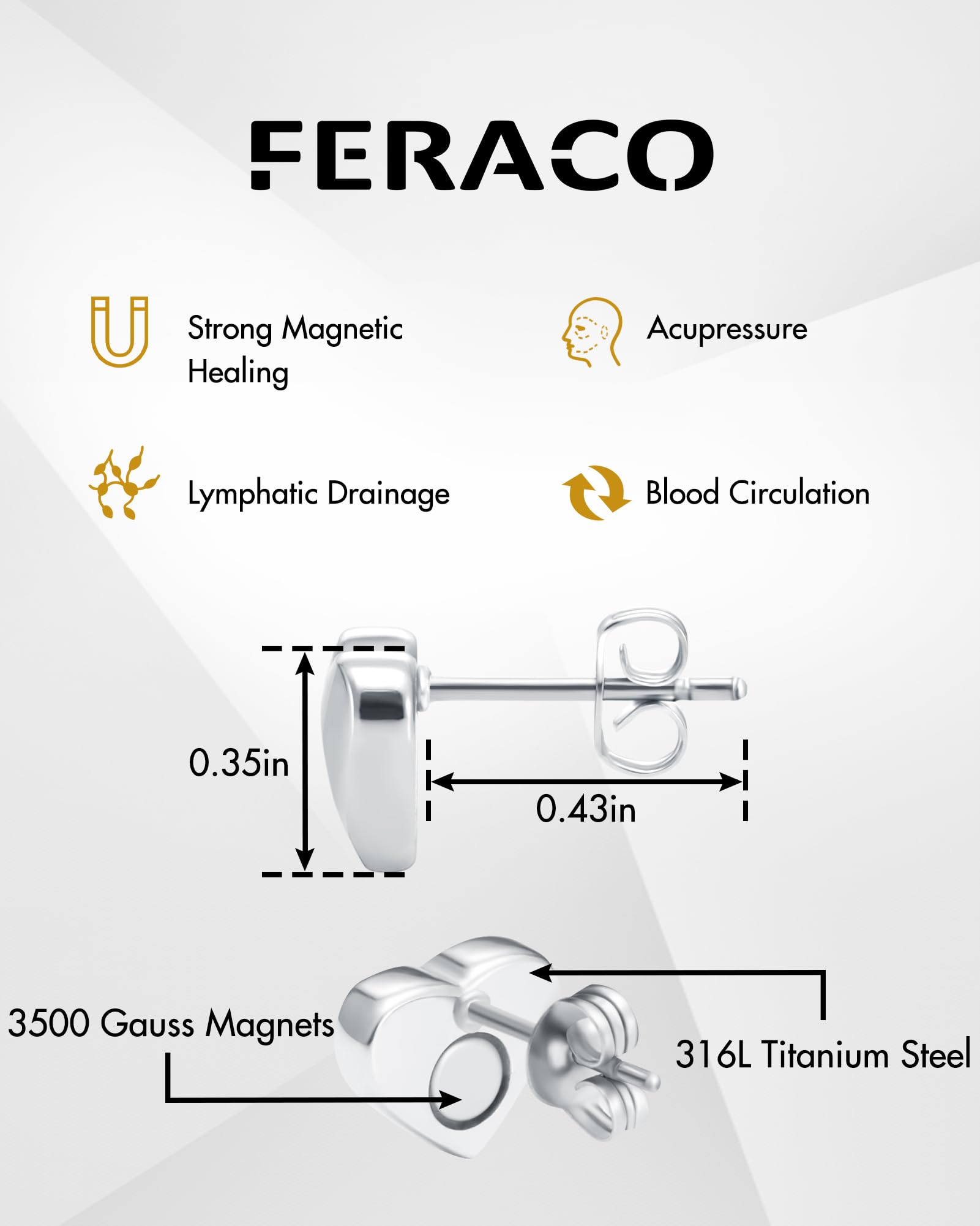 Feraco rose-gold heart-shaped magnetic-earrings, versatile styling for any occasion.