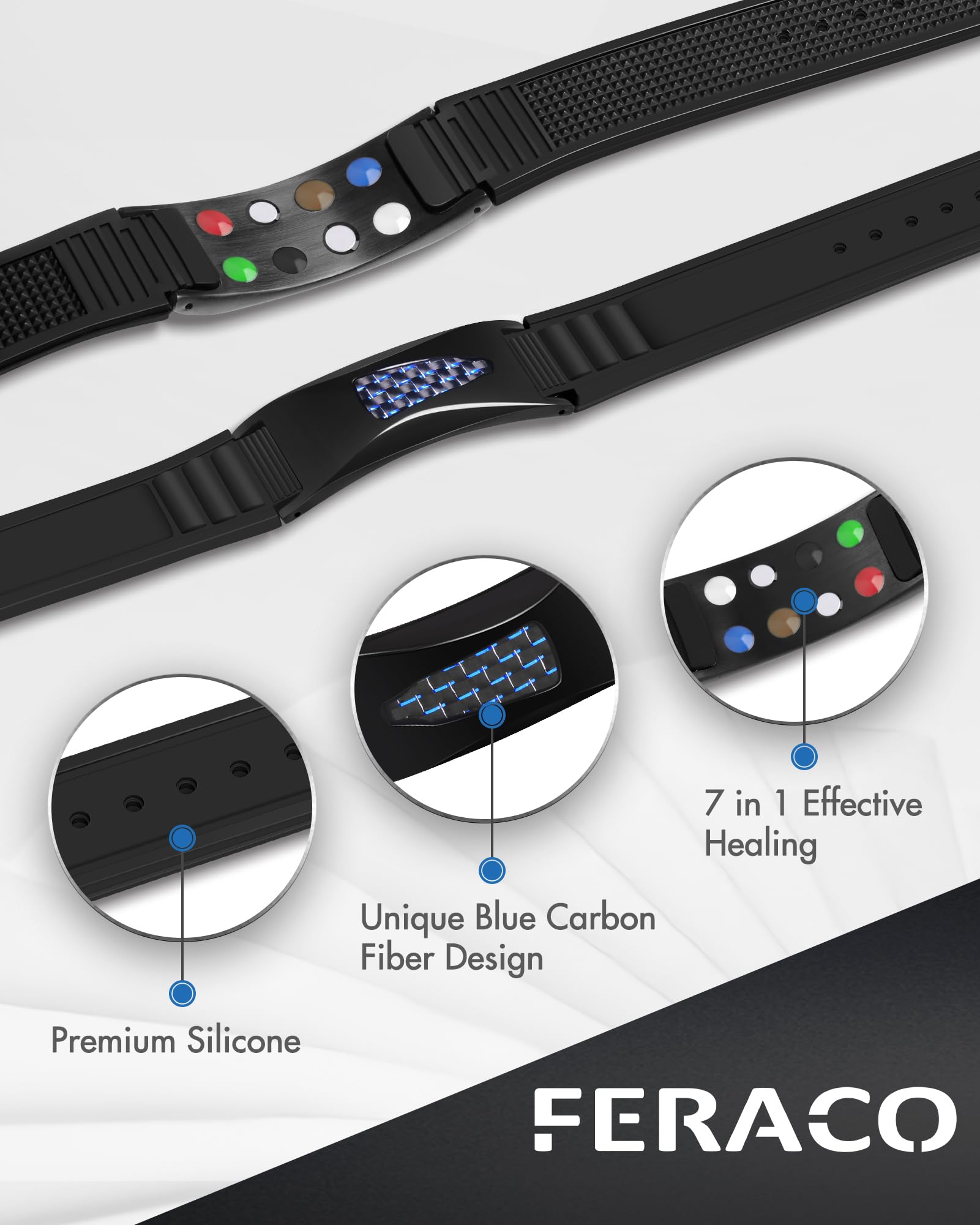 Feraco power balance bracelet adjustable length fits most wrists comfortably