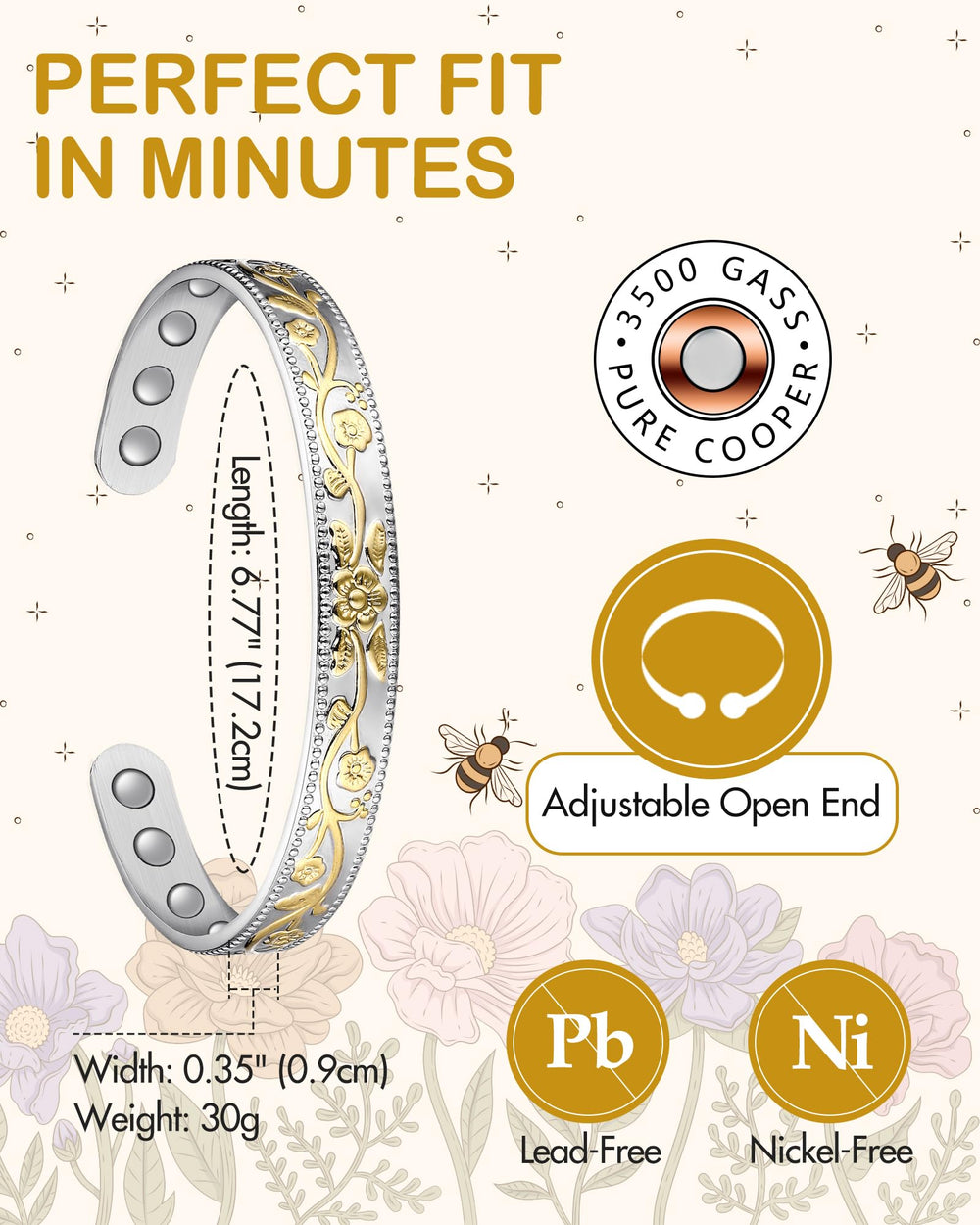 Feraco silver and gold-tone copper bracelet on skin