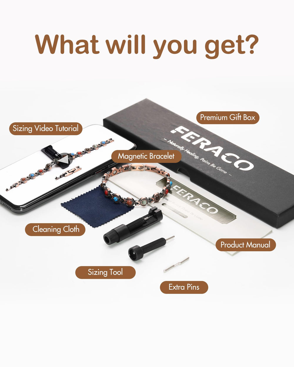 Feraco sizing tool included for easy, precise adjustment.