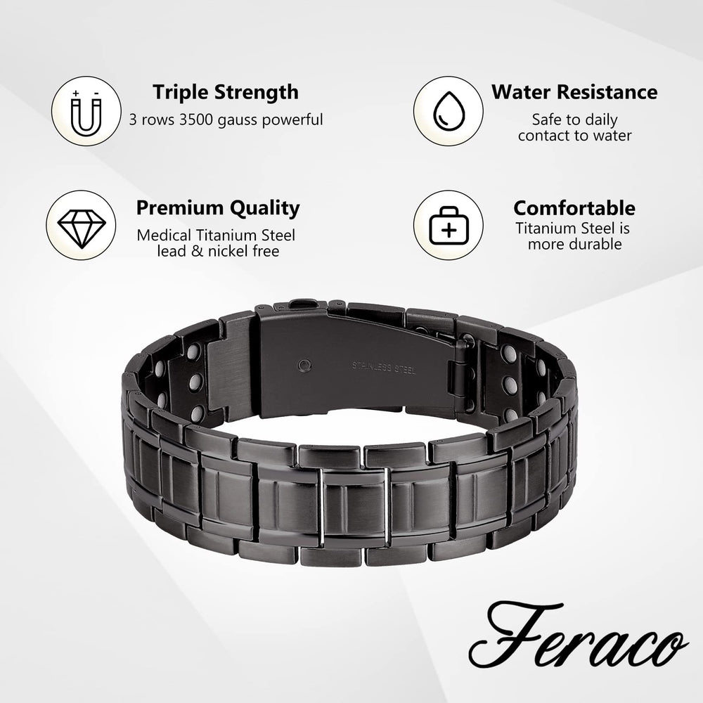 Feraco triple-wide links design offers durable, stylish look for watches and rings