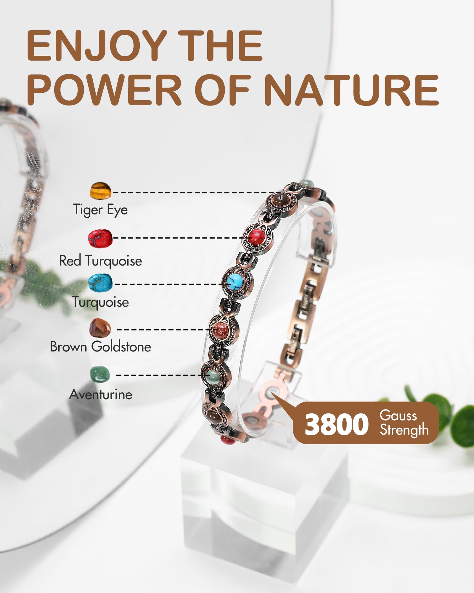 Feraco turquoise inlay and natural gemstones add subtle color and texture.