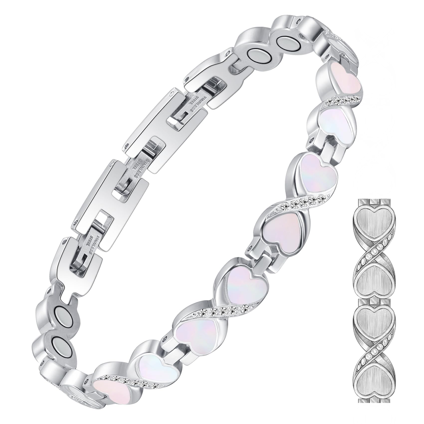 Feraco ultra strength magnetic bracelet for women with 3800 Gauss magnets and zirconia for daily style
