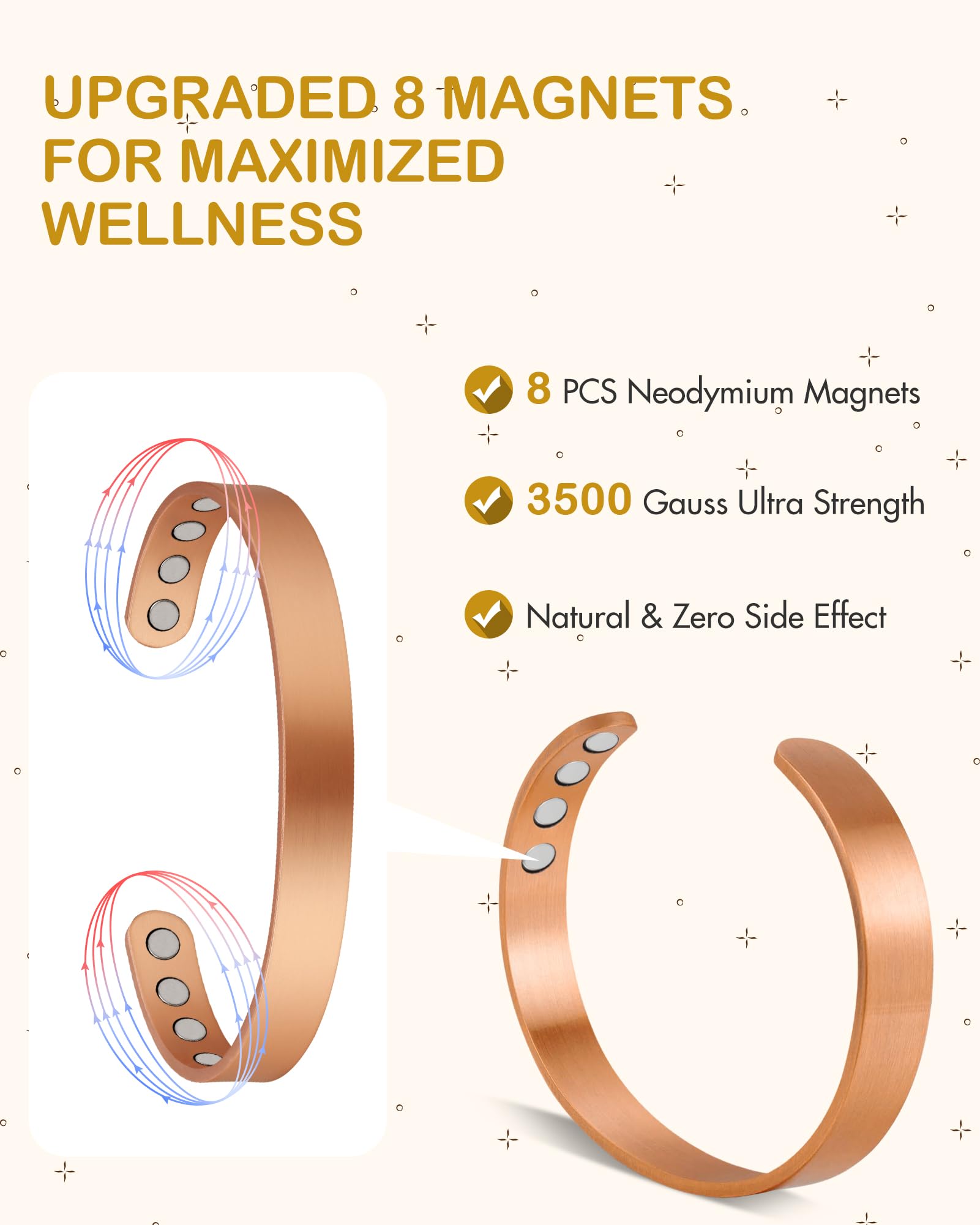 Feraco unisex copper bracelet suitable for men and women.