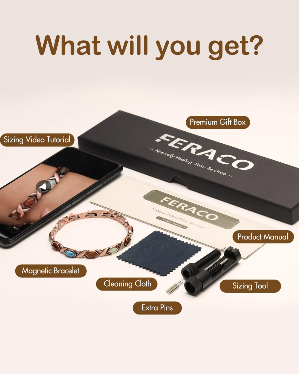 Feraco lightweight and waterproof bracelet for all-day wear.