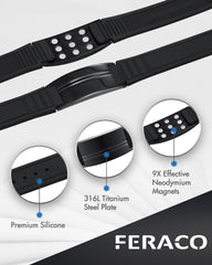 Feraco silicone wristband is waterproof and skin-friendly for daily wear.