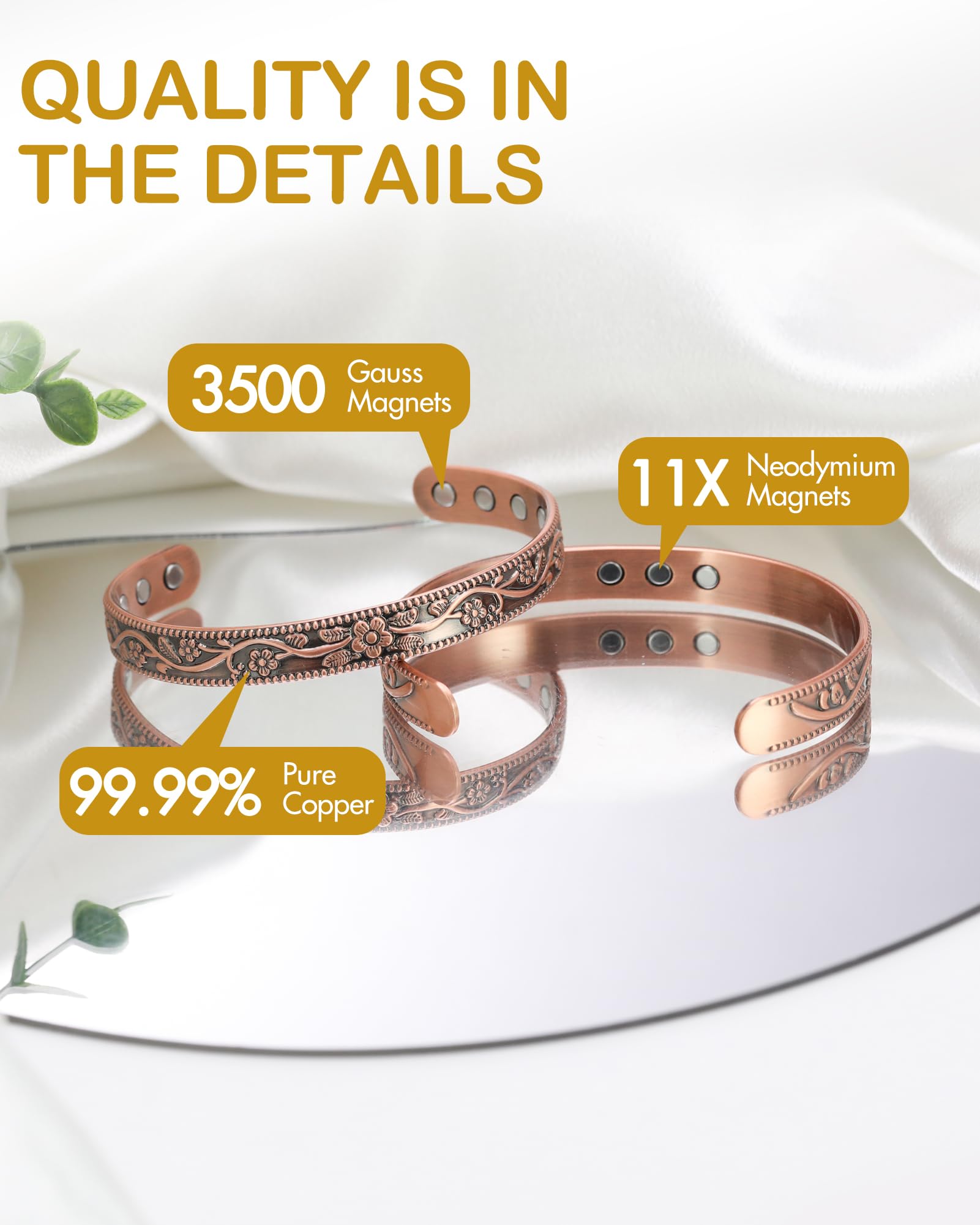 Feraco women's copper bracelet styled for day wear
