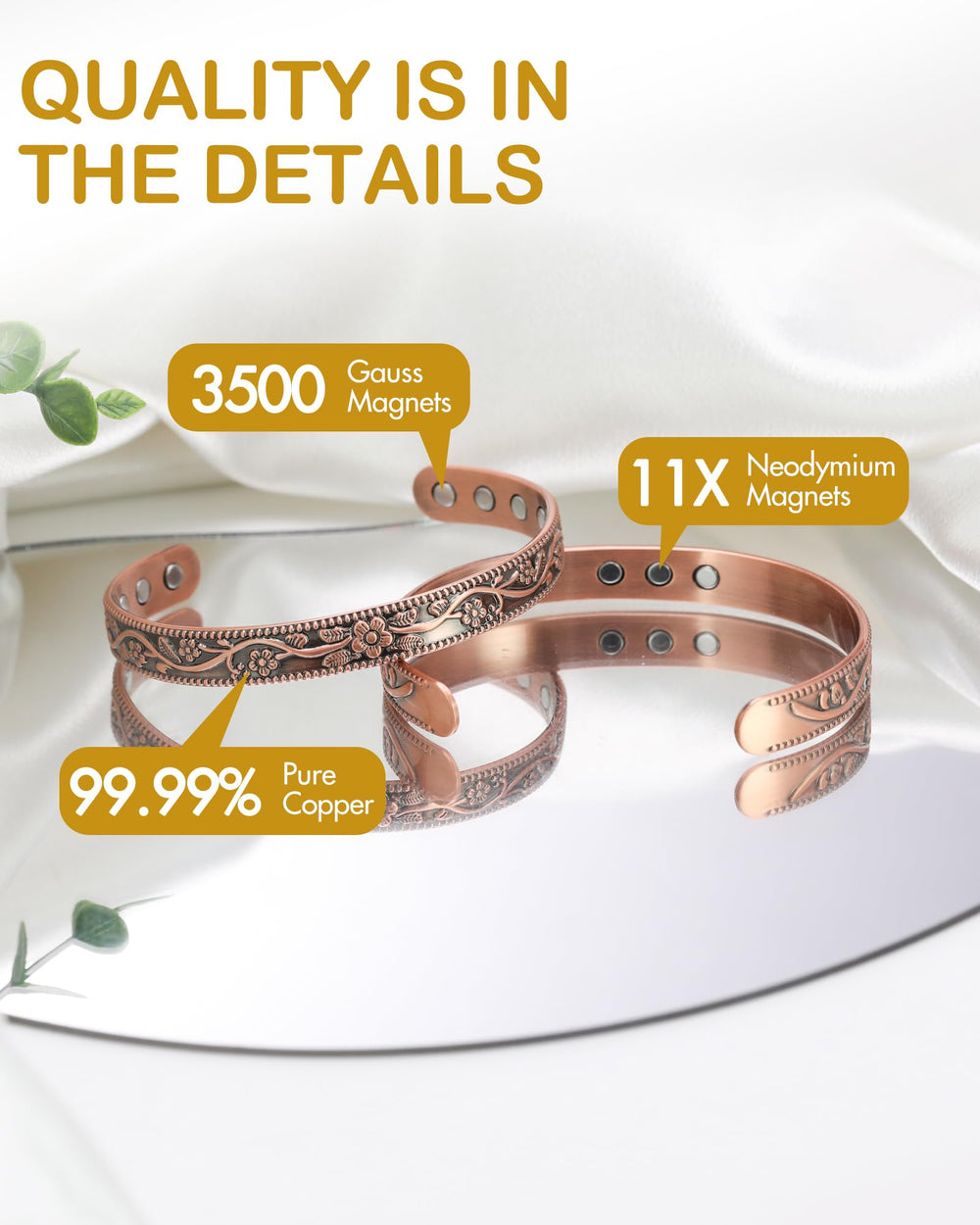Feraco women's copper bracelet styled for day wear