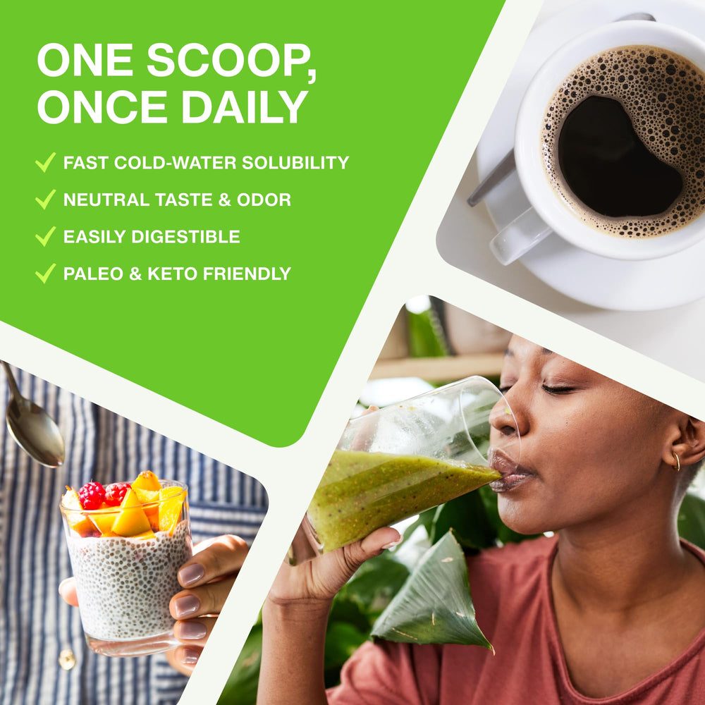 Fernes Collagen powder on kitchen counter invites easy daily wellness habit.