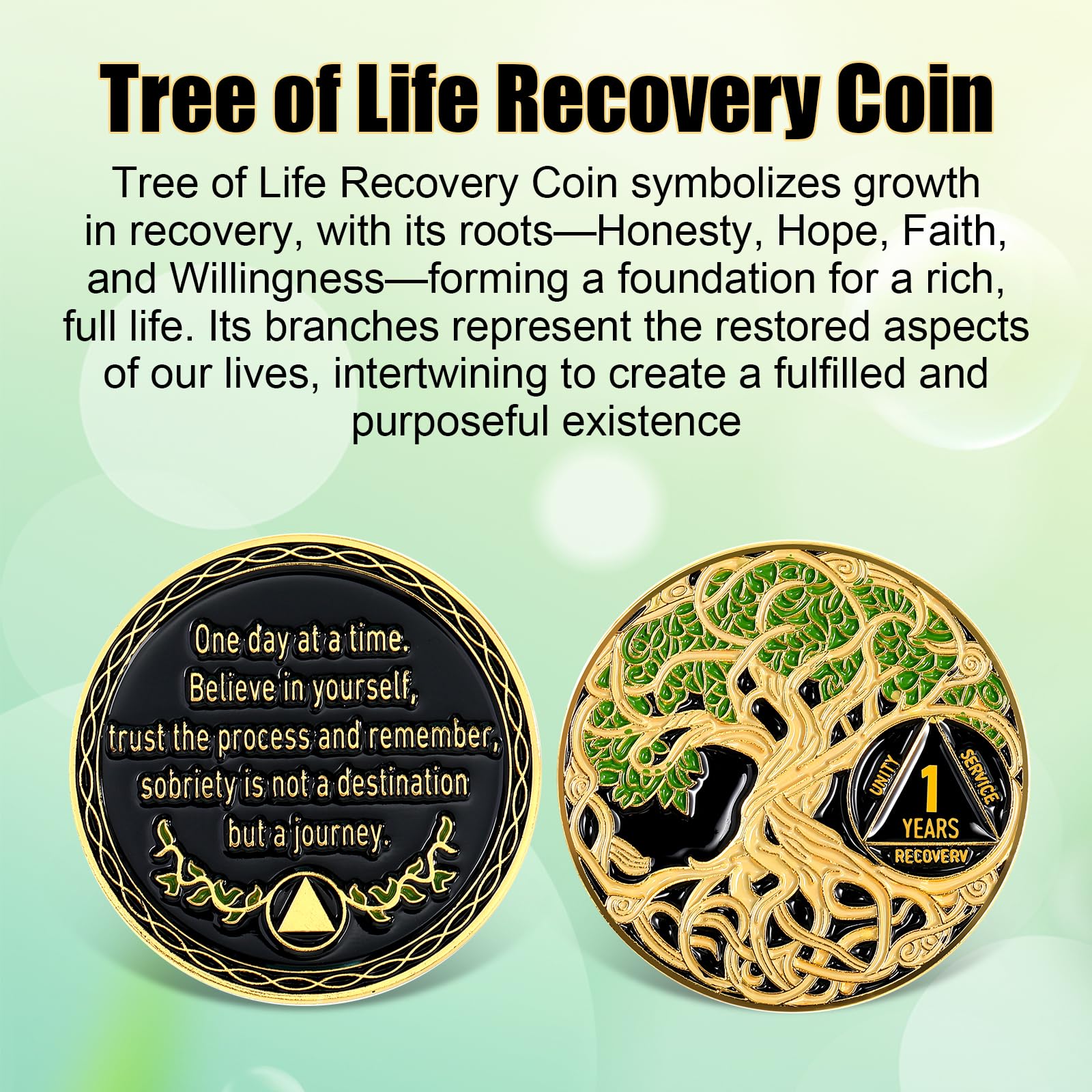 Ferreve sobriety coin side view highlighting compact, pocket-friendly form.