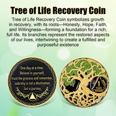 Ferreve sobriety coin side view highlighting compact, pocket-friendly form.