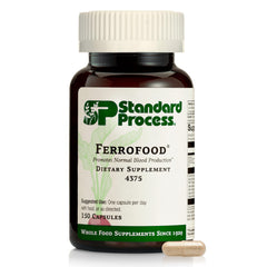 Ferrofood bottle front displaying branding for daily iron support