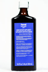 Ferrol Compound Liquid bottle back shows ingredients and everyday usage guidance.
