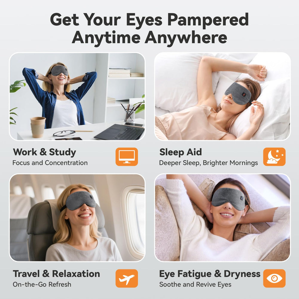 Fervidus eye mask with portable warmth for flights.