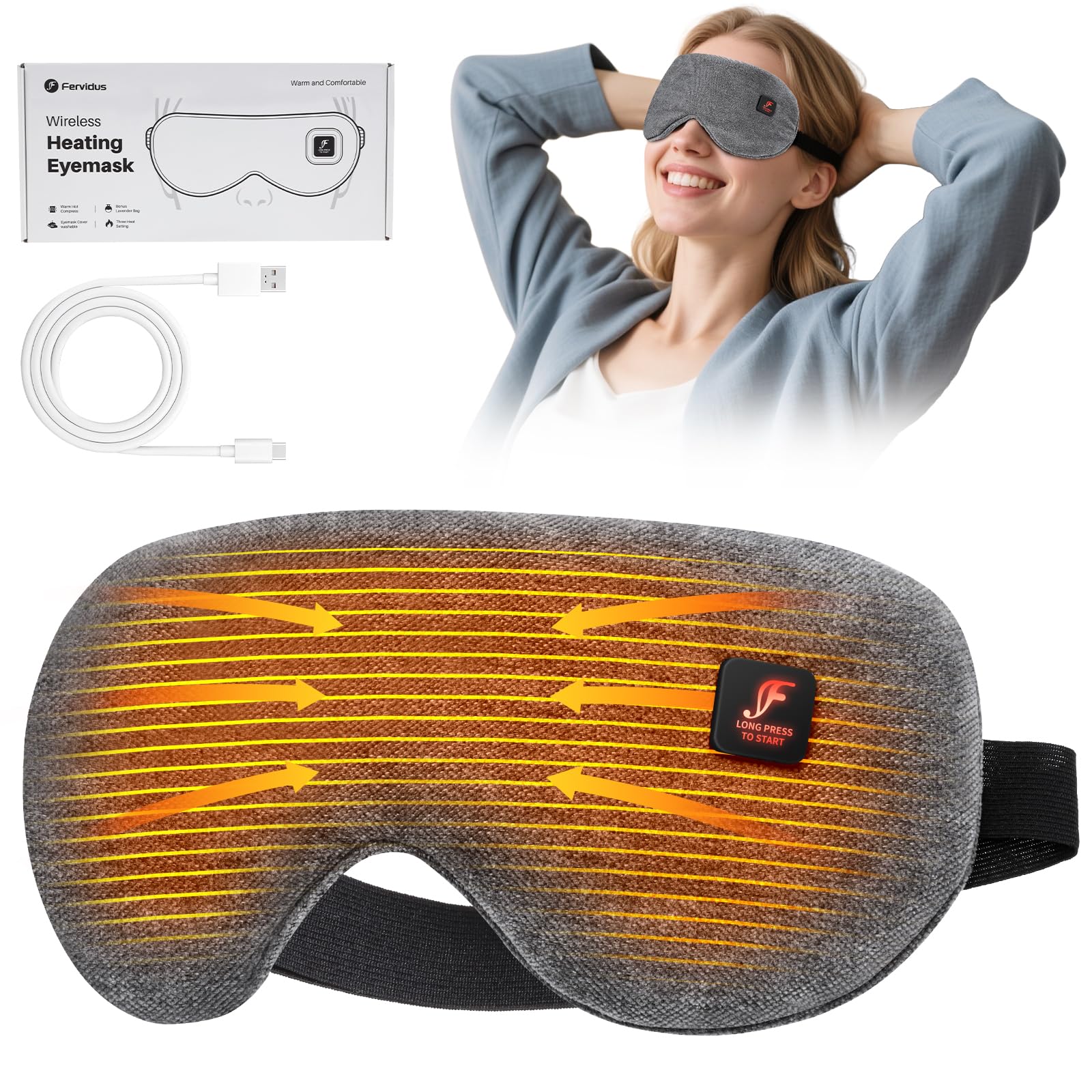 Fervidus heated eye mask cordless for on-the-go comfort and convenience.