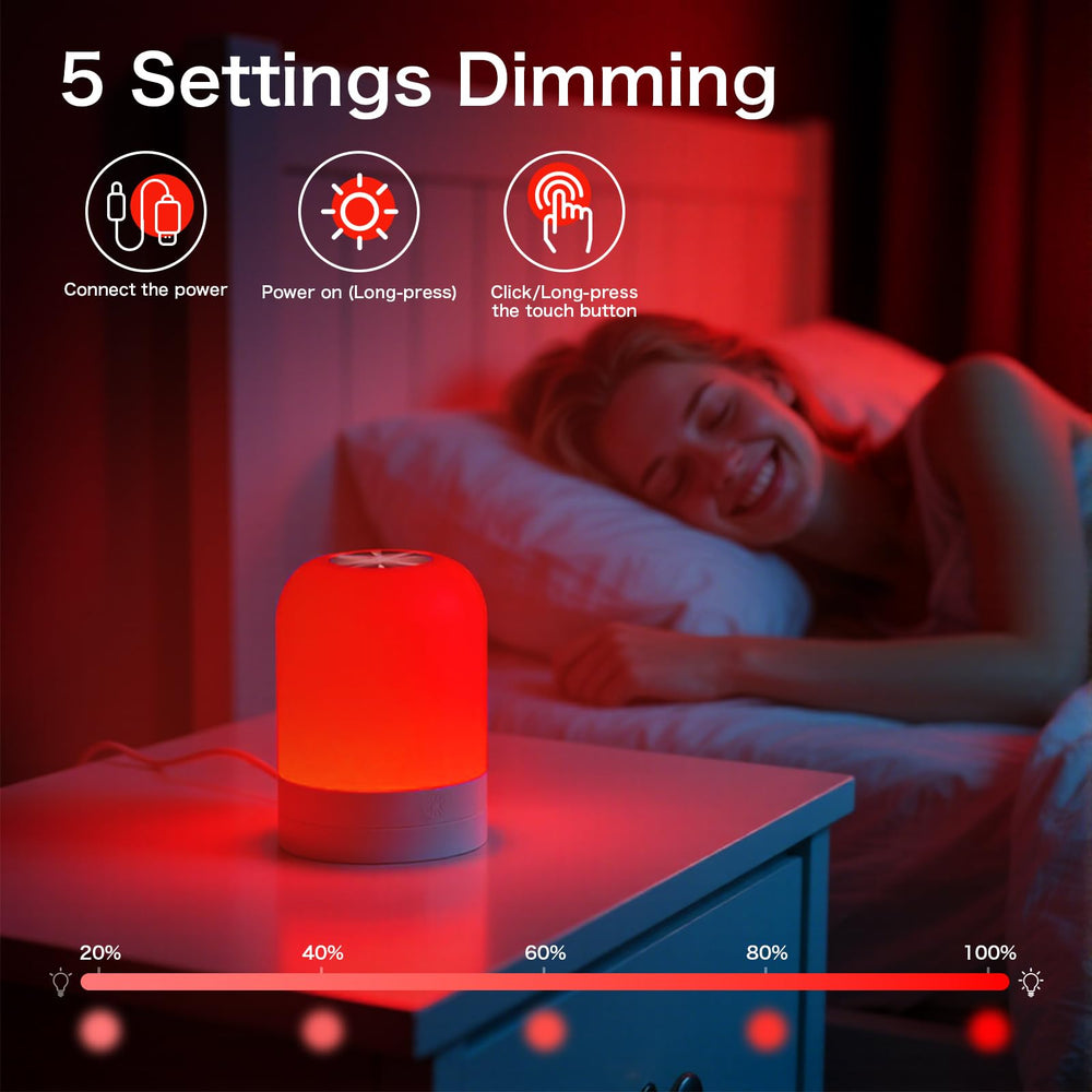 FEWCZZC SmartDim touch control on the red light lamp for easy brightness levels