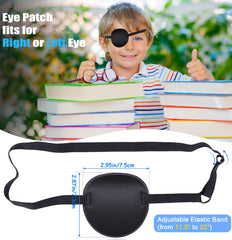 Fezog eye patch with an adjustable elastic band for right or left eye fit