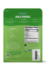 Close-up of FGO amla powder texture shows fine, tangy powder
