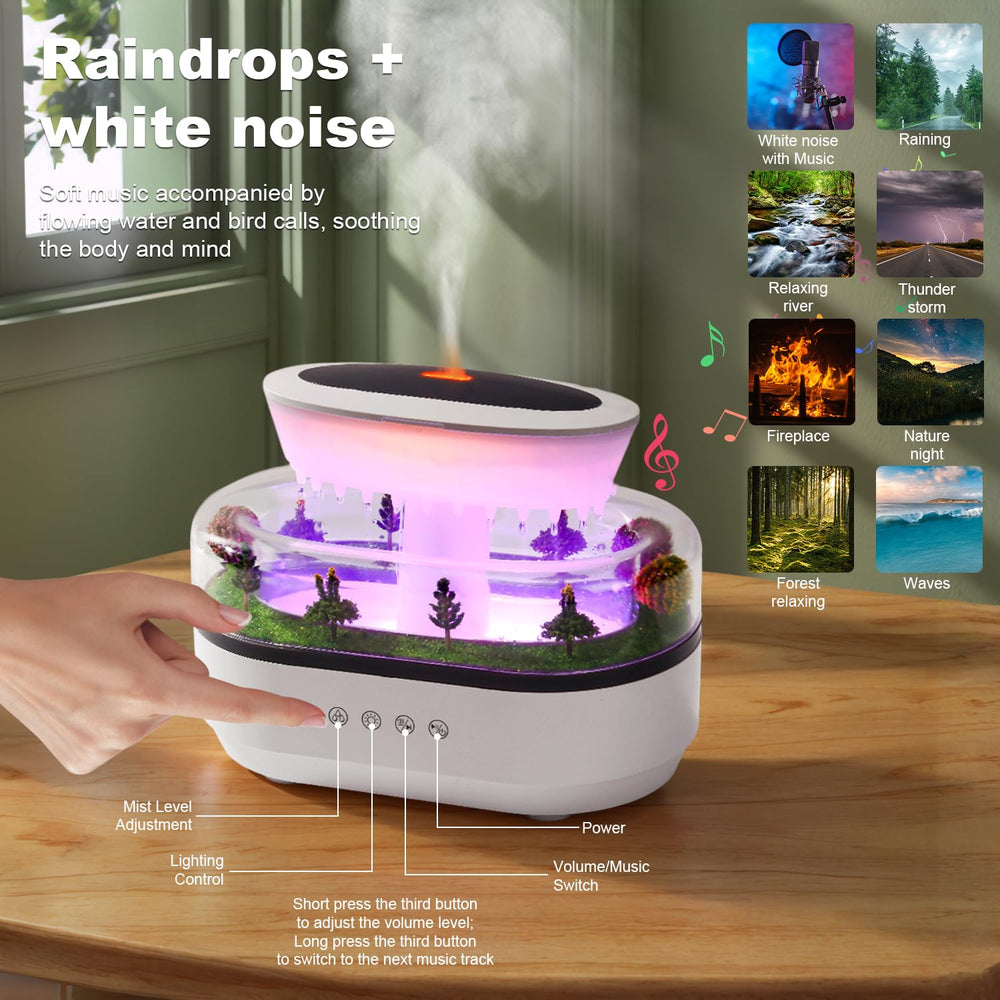FHNUVB Raindrop diffuser blends aroma with humidification.