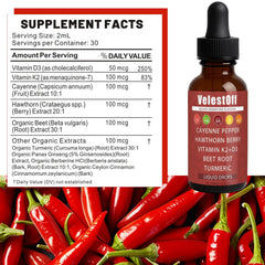 Fibosara Velestoff Cayenne Drops dropper pour for easy on-the-go dosing.