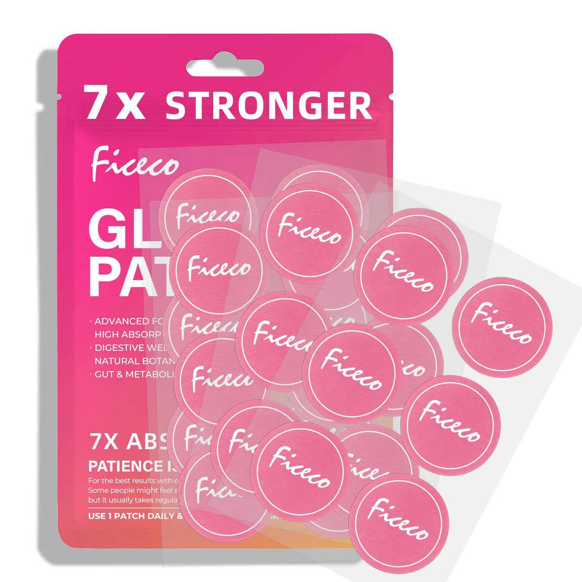 Ficeco GLP1 patch on the arm for discreet daily wear.