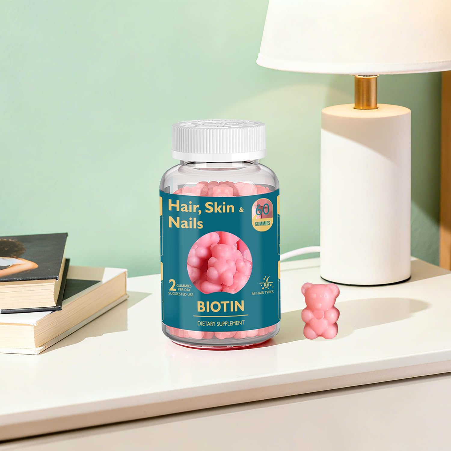 Ficpoud Biotin Gummies 30-day supply packaging indicates monthly plan
