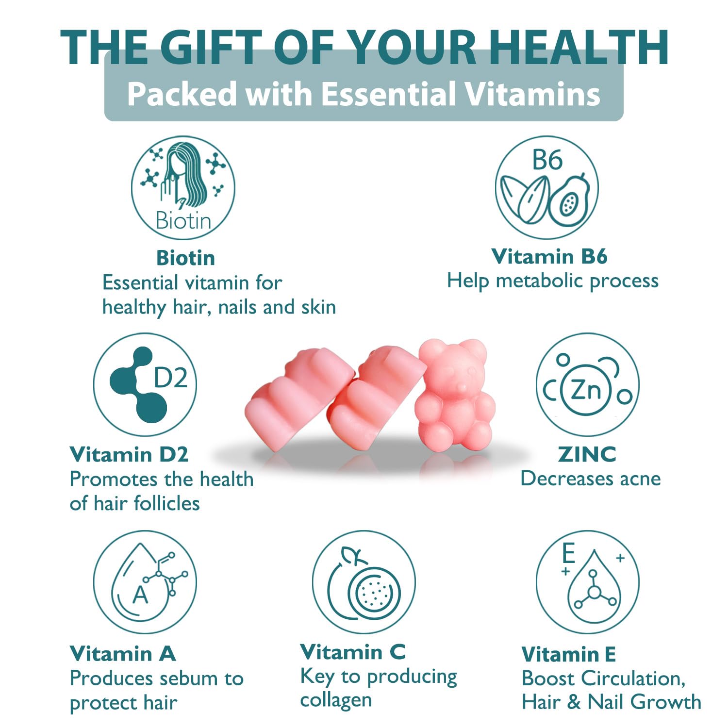 Ficpoud Biotin Gummies vegan badge signals plant-based supplement