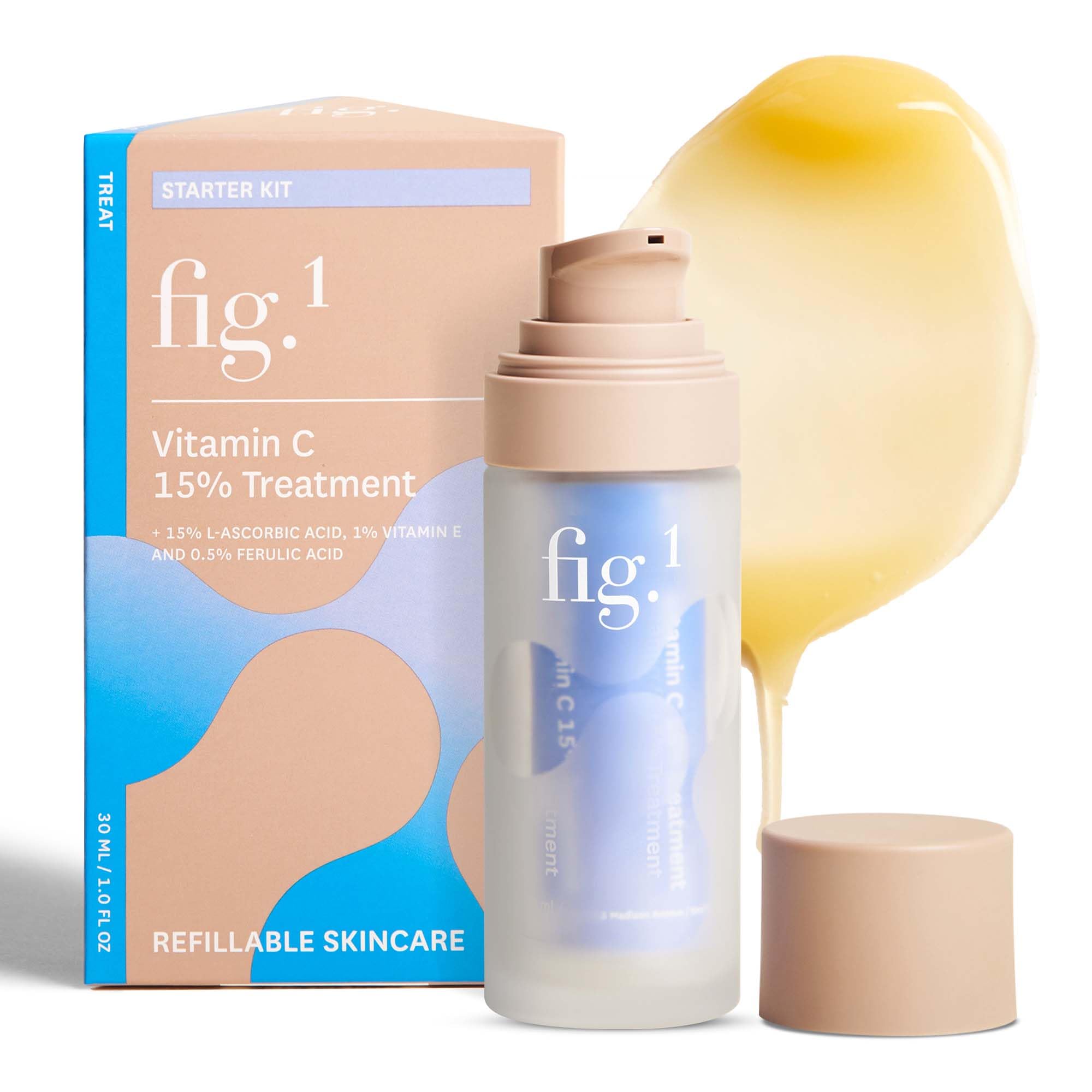 Fig.1 Vitamin C 15% serum bottle showing antioxidant skincare for brighter skin