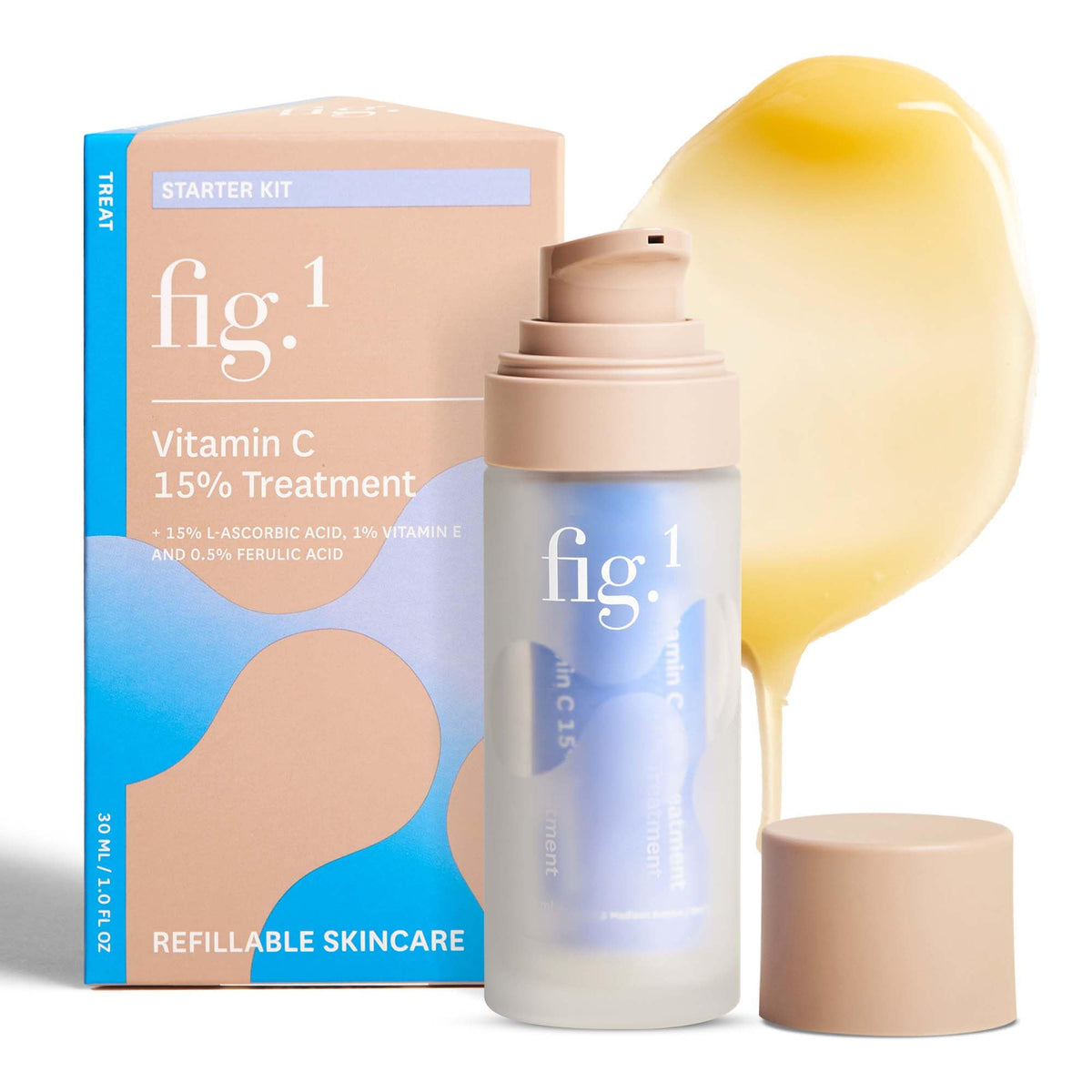 Fig.1 Vitamin C 15% serum bottle showing antioxidant skincare for brighter skin
