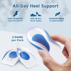 Figly ergonomic heel cushions highlighting thick gel padding for even weight distribution
