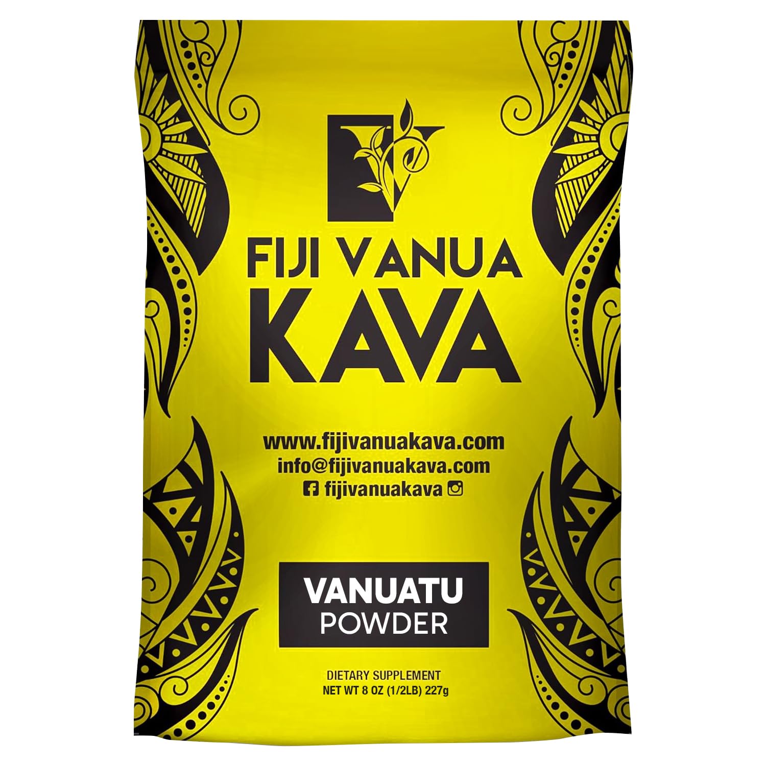 Fiji Vanua Kava Vanuatu powder bottle showcases premium kava for at-home relaxation