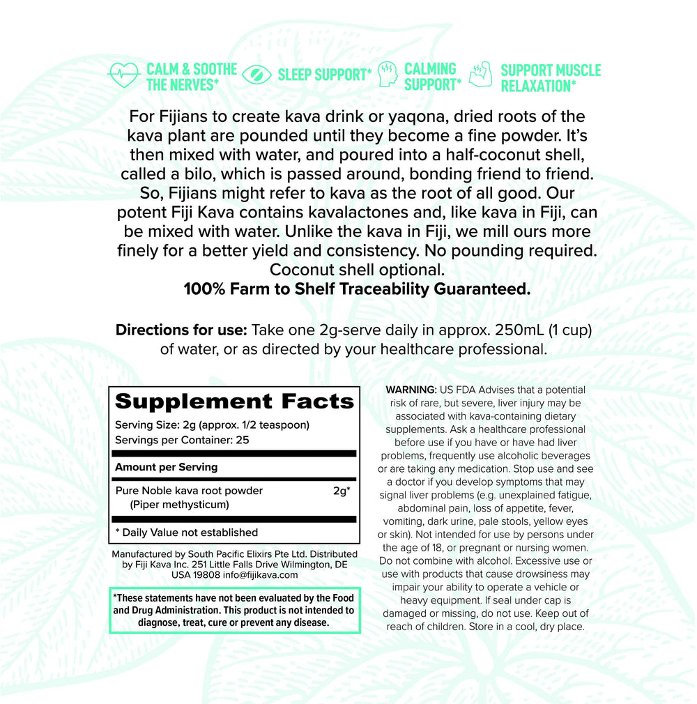 FijiKava high kavalactone content powder ready to unwind.