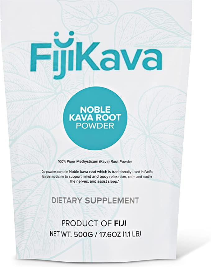 FijiKava instant kava powder packaging highlighting premium root for natural calm