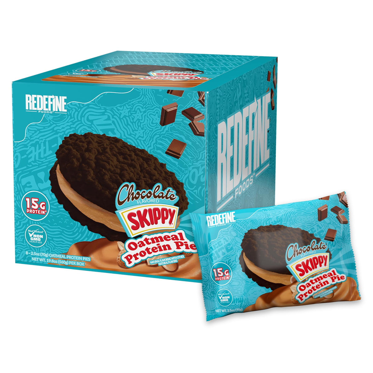FINAFLEX Oatmeal Protein Pie packaging, a convenient high-protein snack