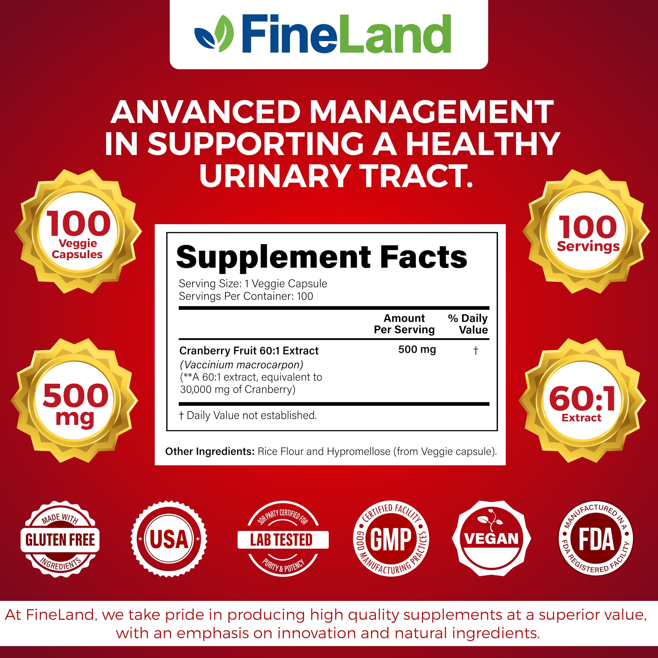 FineLand vegan, non-GMO capsule with allergen-friendly ingredients.