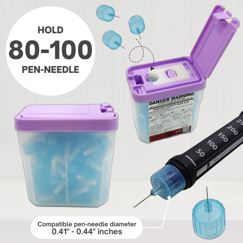 FinePro 0.2L container holds 100 needles safely