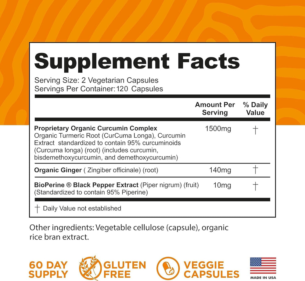 Close-up of FineVine Organics label highlighting BioPerine for enhanced absorption.