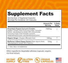 Close-up of FineVine Organics label highlighting BioPerine for enhanced absorption.