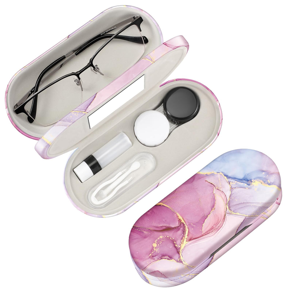 FINTIE 2-in-1 case front view in dreamy marble, portable and organized.