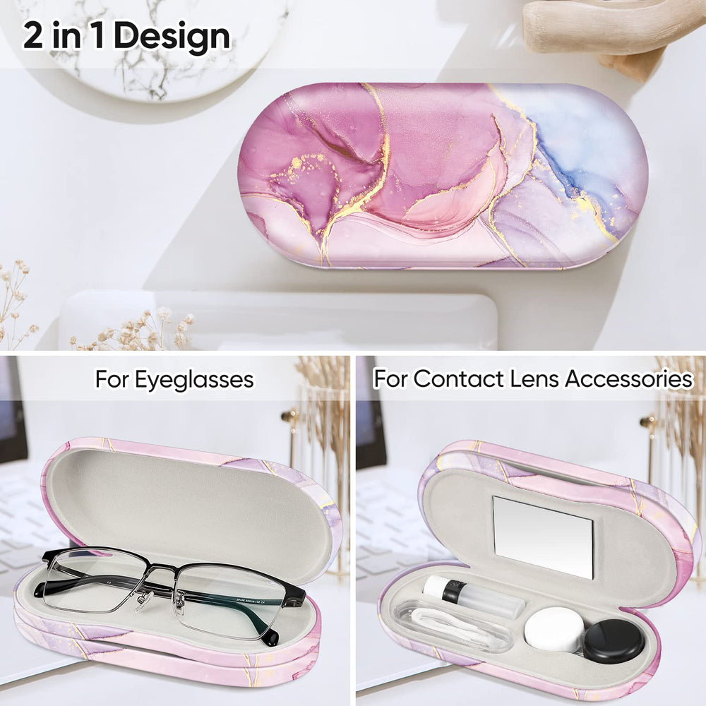 FINTIE 2-in-1 case open with compartments for glasses and lenses.