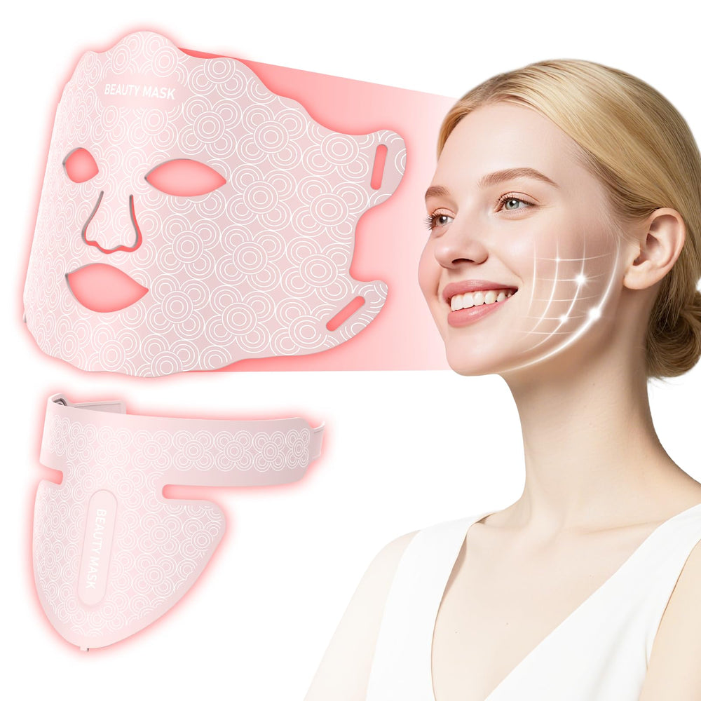 Fiogeo LED mask red light for facial rejuvenation and relaxation.