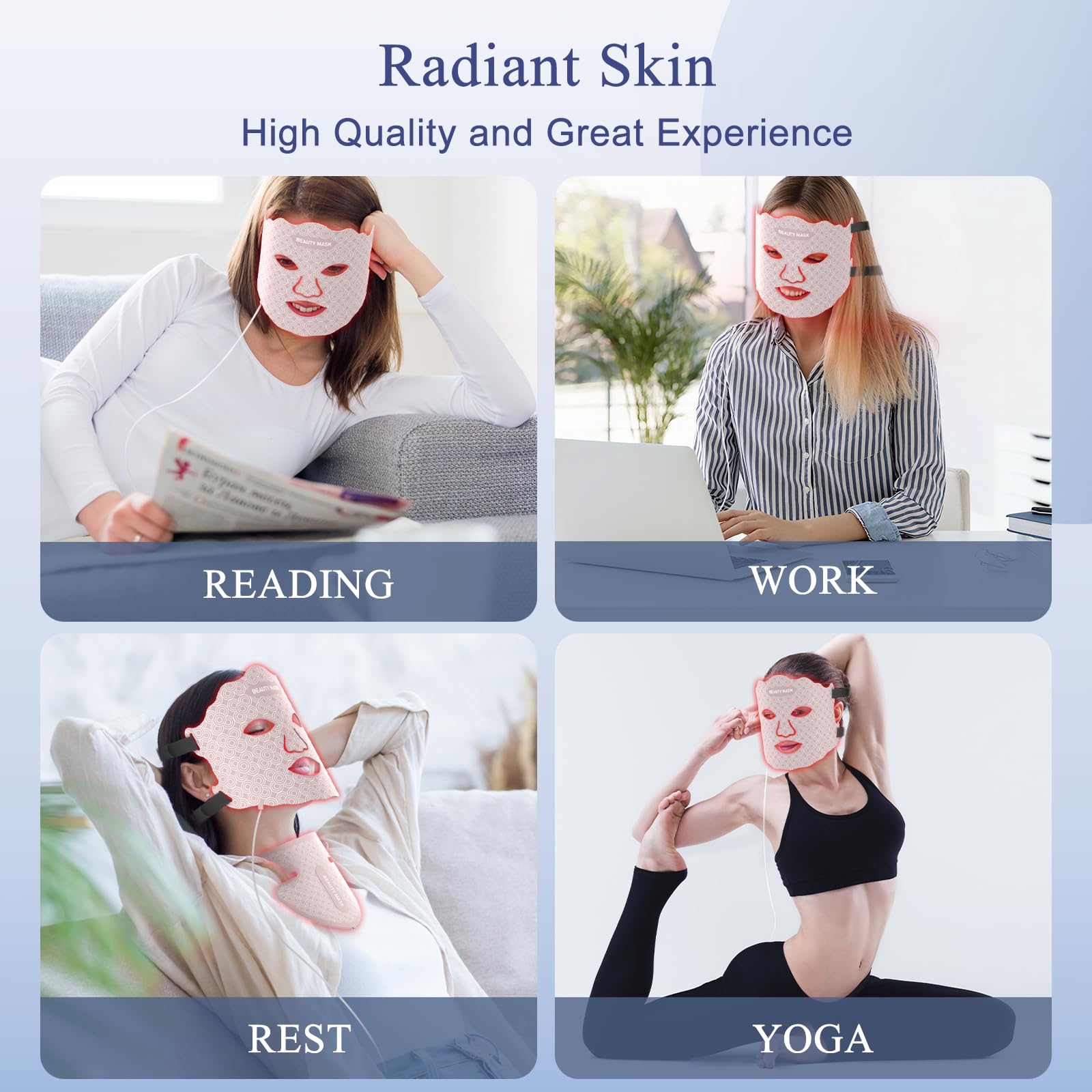 Fiogeo LED mask white light for overall radiance and consistency.