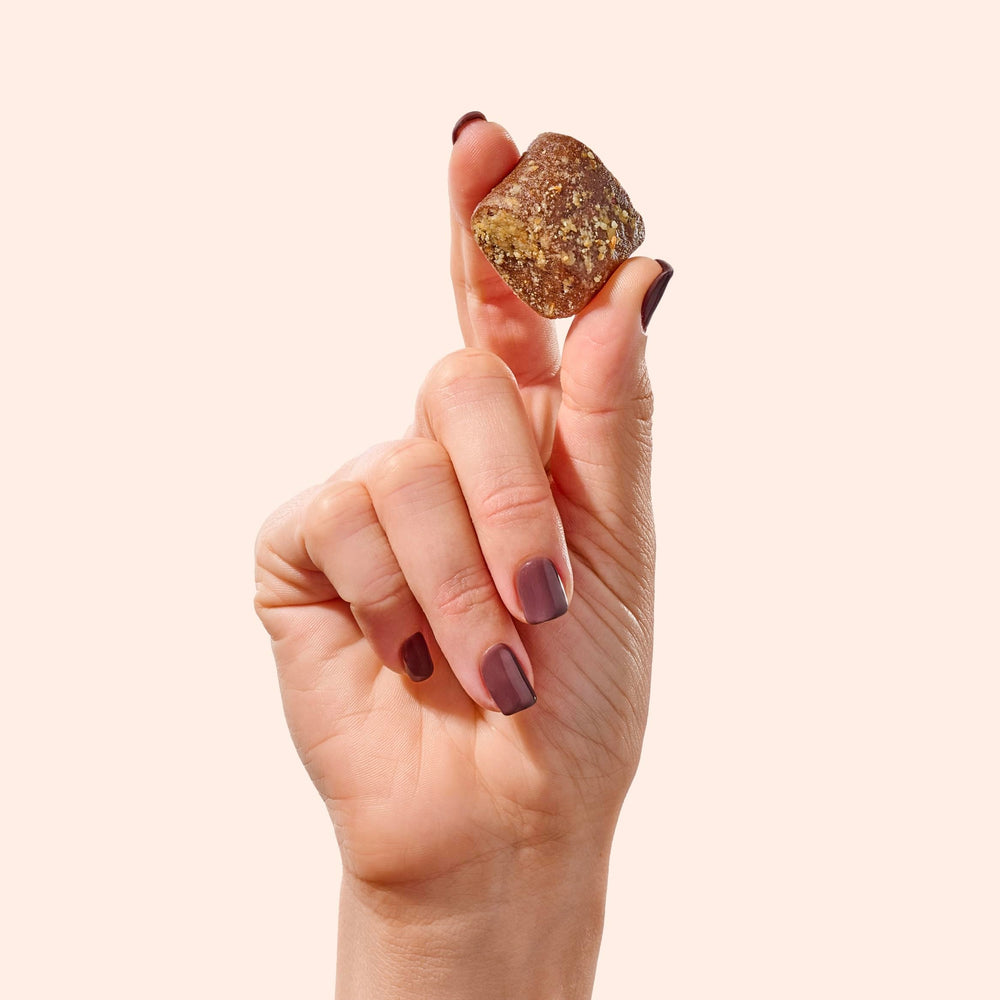 Fiome Fiber Bite peanut butter flavor as a snack option.