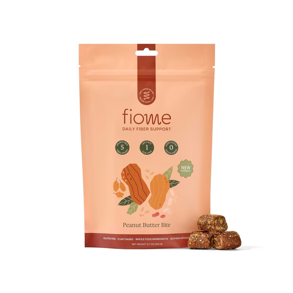 Fiome Fiber Bite pouch shown for convenient daily fiber source.