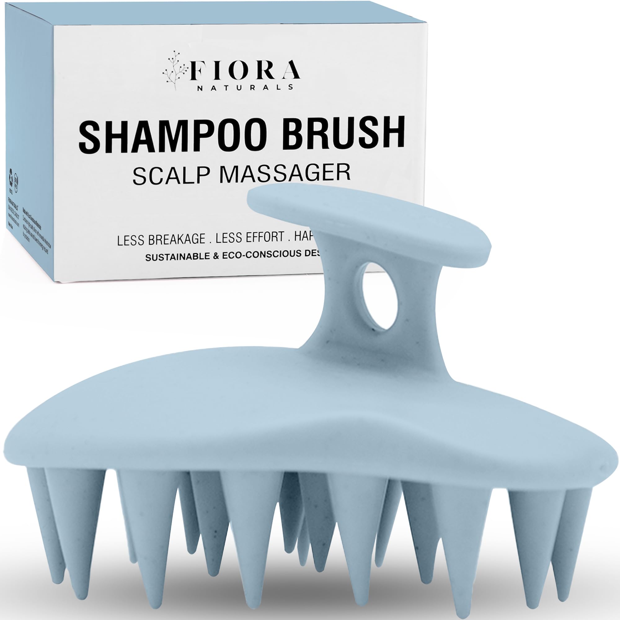 Cepillo Fiora Naturals masajea el cuero cabelludo para exfoliar y limpiar suavemente