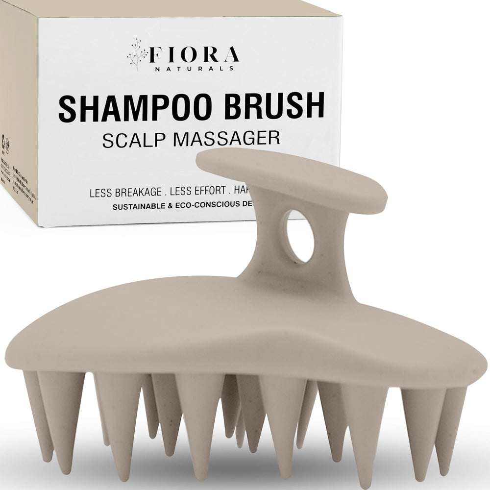 Cepillo masajeador Fiora Naturals para cuero cabelludo, exfoliación suave.
