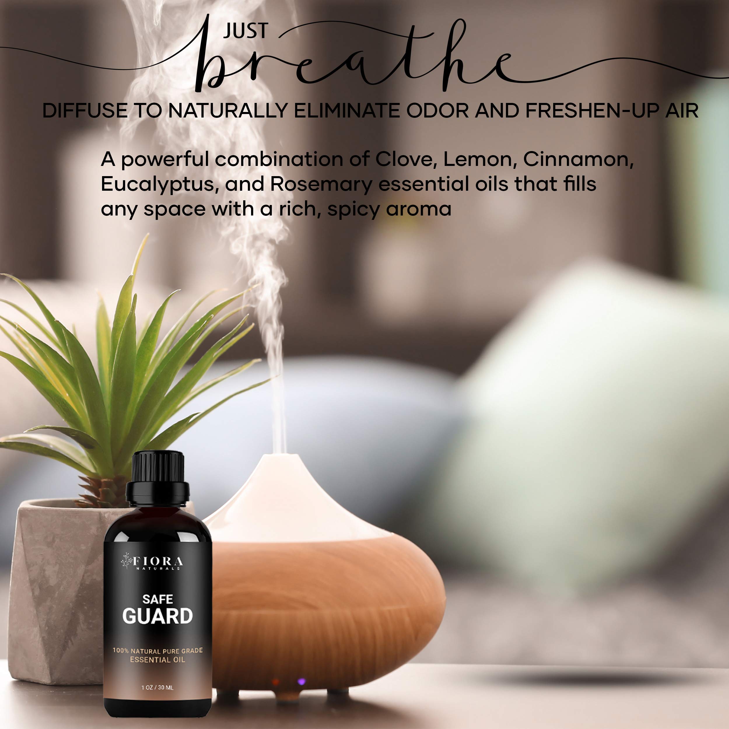 Fiora Naturals Immunity Blend ingredients showcases clove lemon rosemary eucalyptus